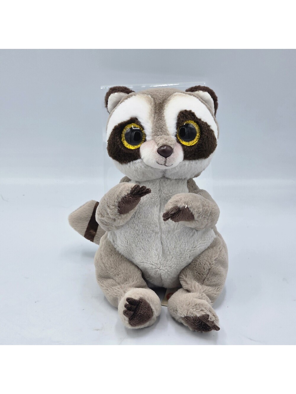 Ty Beanie Bellies Petey Raccoon Plush Yellow Sparkle Eyes Soft Stuffed Animal 6"